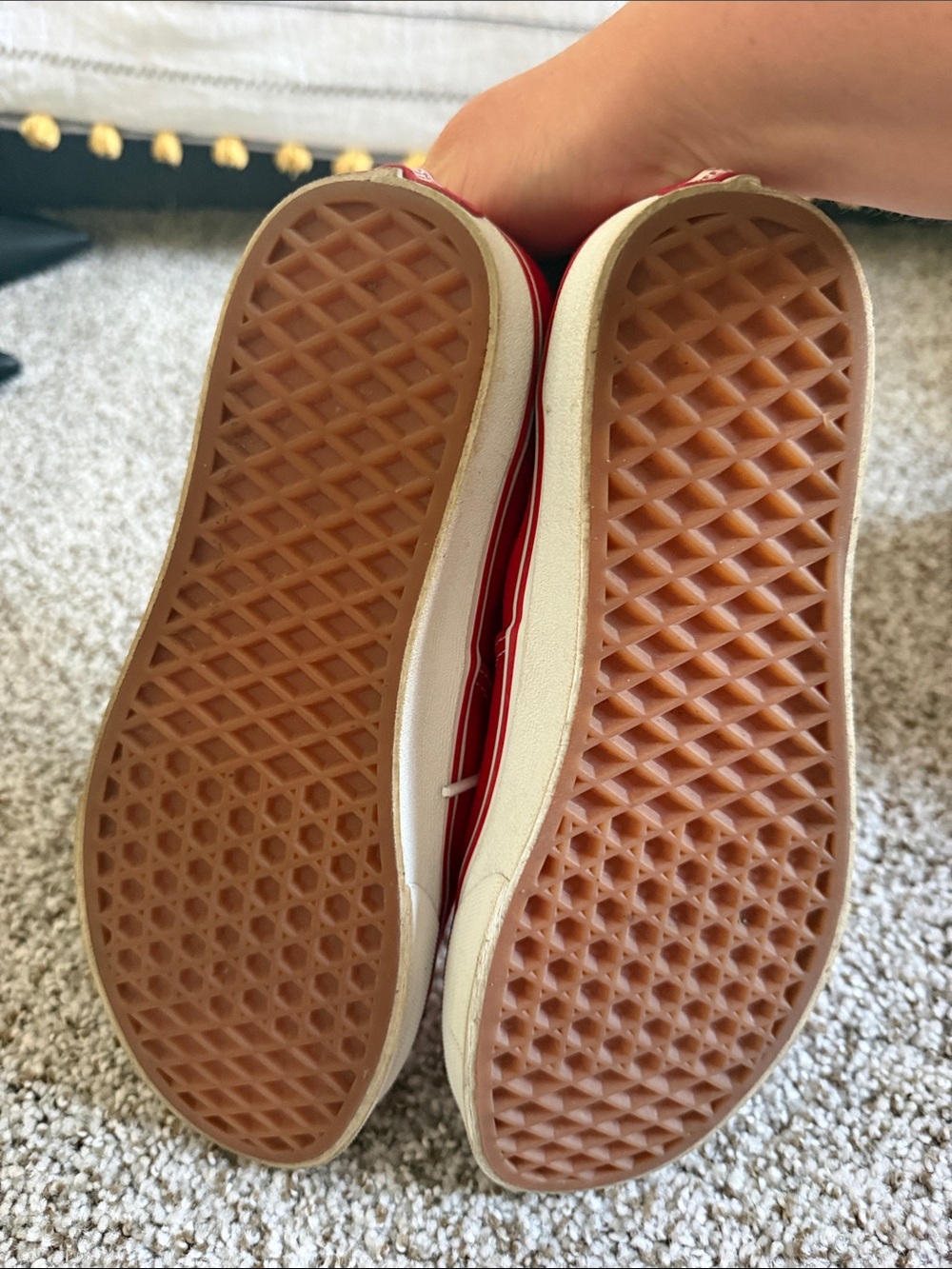 Vans Red Canvas Low-Top Sneakers with White Laces - Picture 4 of 6